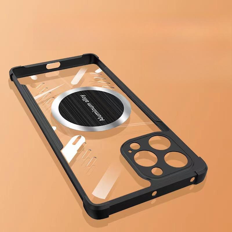 

Подходящий для IPhone16 Прозрачный Чехол для Телефона с Теплоотводом, Apple 15proMax Магнитная Зарядка 14 Угловой Противоударный Защитный Чехол iPhone14plus чёрный