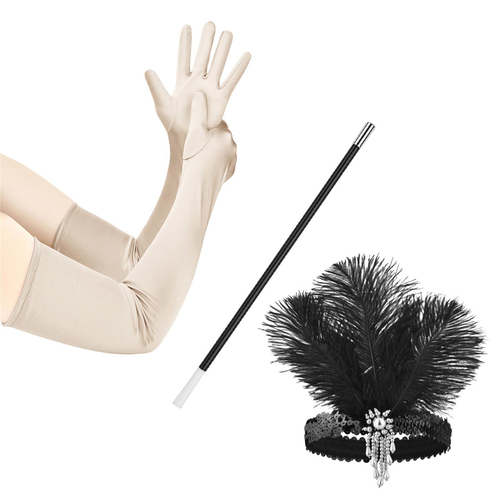 

Аксессуары для костюма флэппер 1920-х годов для женщин, винтажное украшение для головы со стразами, длинные перчатки, наряд для маскарадной вечеринки шампанского