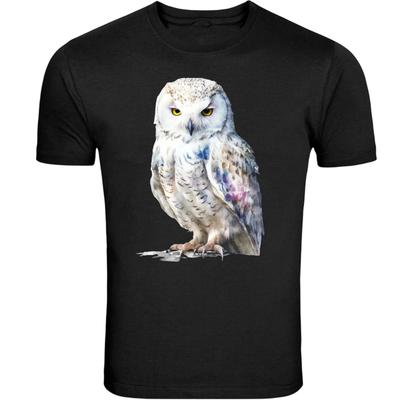 Snow Owl Front Black and White Unisex T-Shirt Tee S -5XL