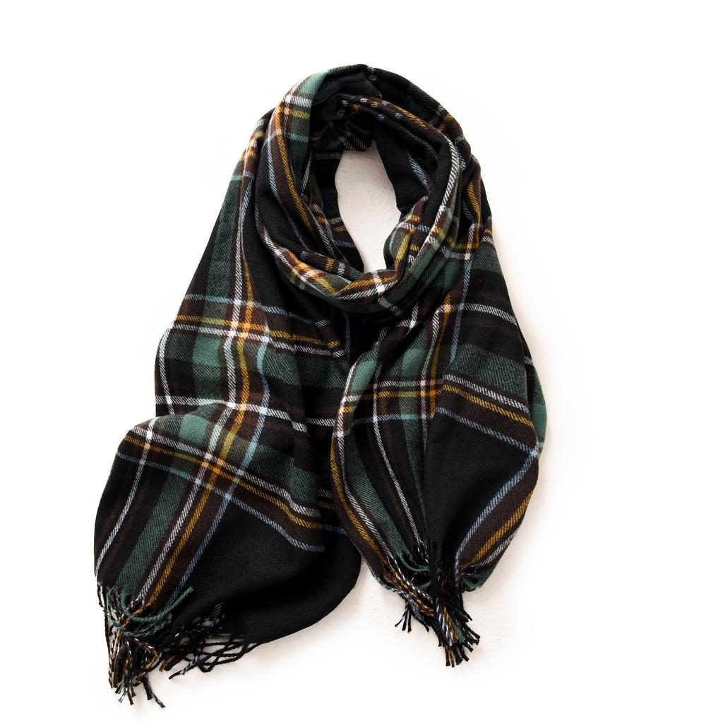 Scarf Stall Winter Scarf Temperament Plaid Warm Fringed Scarf Women'S Medium And Long