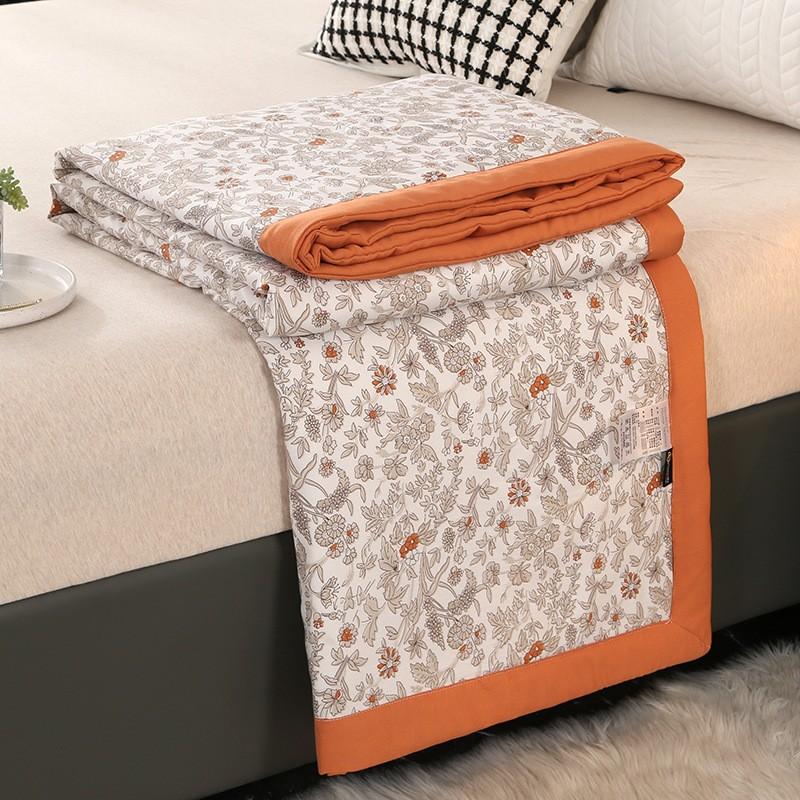 Summer Washed Cotton Quilt Air Conditioning Comforter Soft Breathable Blanket Thin Leaf Print Bedspread Home Textiles