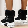 Women's Chunky Platform Boots Zipper Closure Winter Shoes with Thick Platform Heel (Non-Slip Sole) Warm Snow Ankle Boots Female Causal Shoes