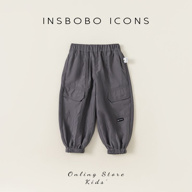 Мальчиковые брюки-карго Insbobo Однотонные Простые повседневные брюки для девочек Весна 2026 Новые модные детские брюки-джоггеры Grey 90 cm