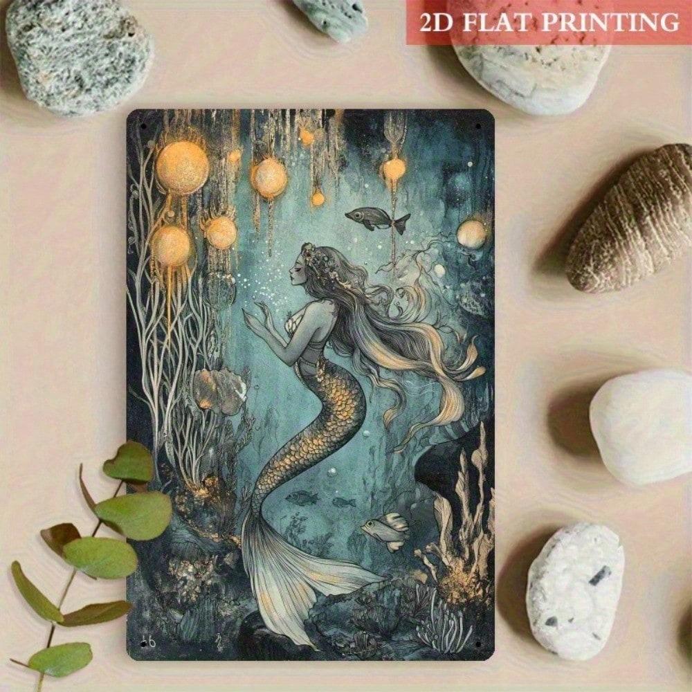 Mermaid Ocean Vintage Tin Sign Metal Wall Art Home Decor