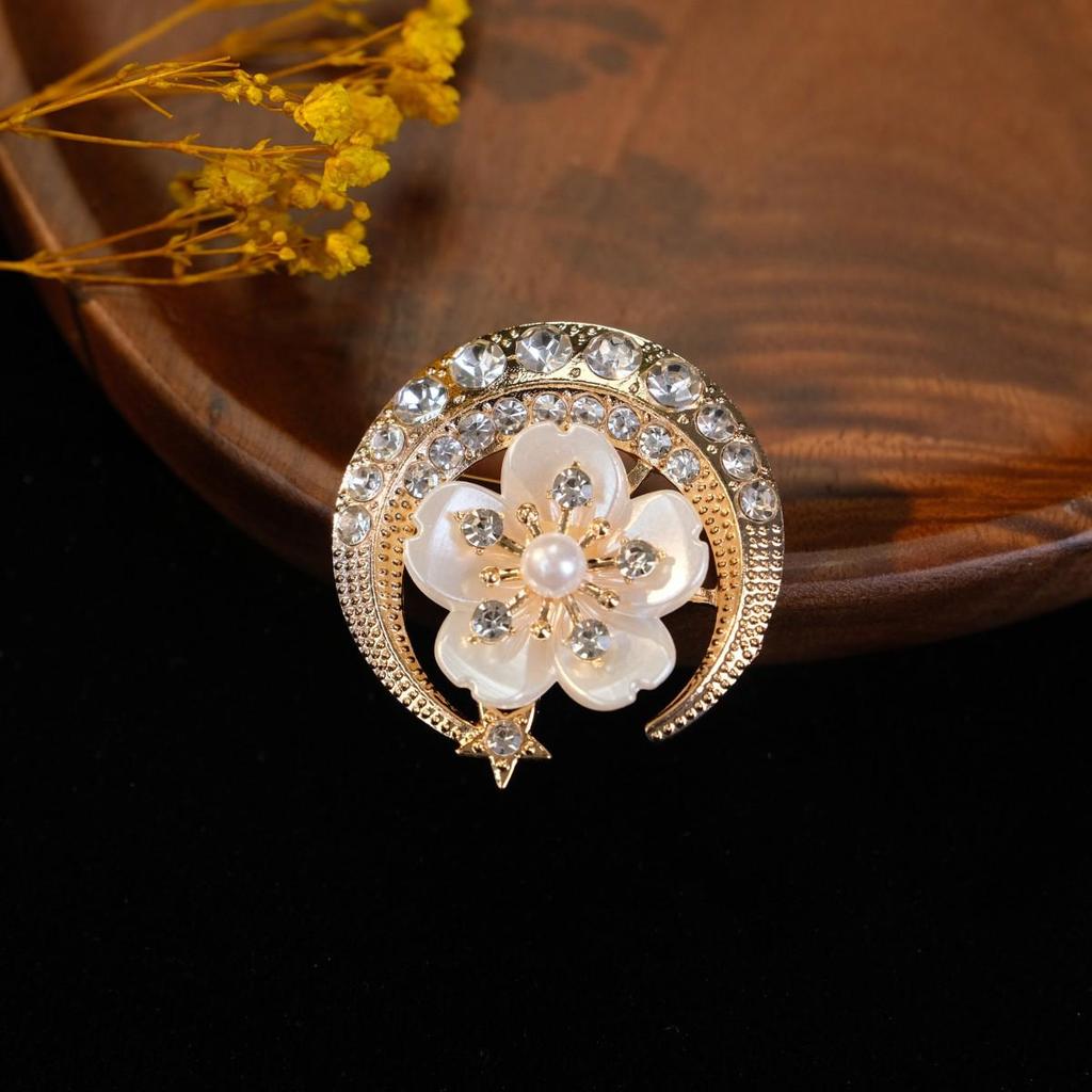 Elegant Alloy Pearl Plum Blossom Brooch - Anti-Exposure Floral Corsage Pin