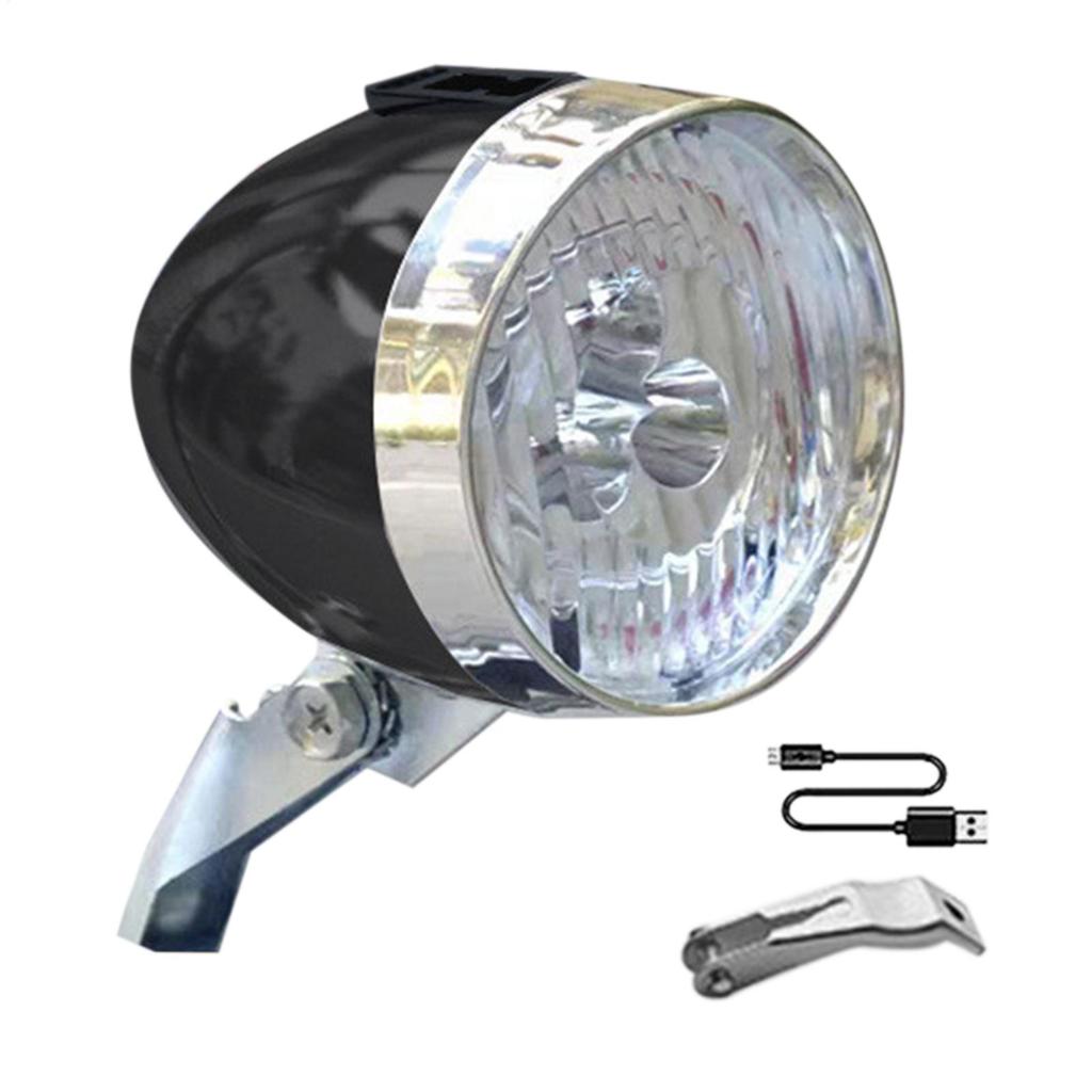 Oplaadbare Fietslamp Fiets Voorlamp 3 LED Lampjes Voorverlichting Rijuitrusting Voor Nachtelijk Rijden Retro Klassieke Fietsen