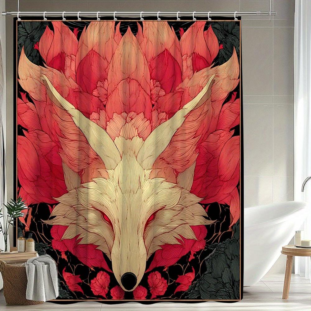 1pc Fox Pattern Shower Curtain Animal Theme Exquisite Design Bathroom Decor Polyester Fabric with 12 Hooks 70. 8x70. 8 Inches