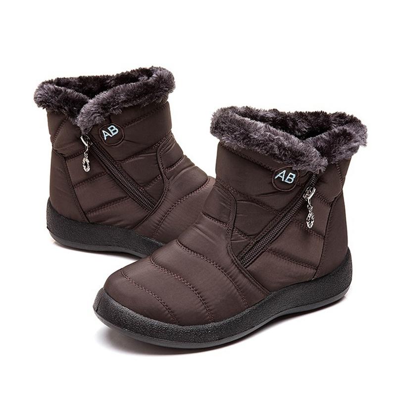 New Winter Warm Snow Boots Unisex Non-slip Waterproof Cotton Shoes Men Women Comfort Plush Fur Lazy Zipper Up Slip On Ankle Boots Casual Low