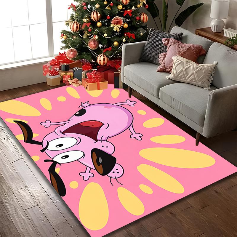 1pc Courage the Cowardly Dog Rug, Digital Printed Home Chair Sofa Mat, Durable Office Area Carpet, Beautiful Festival Decorations