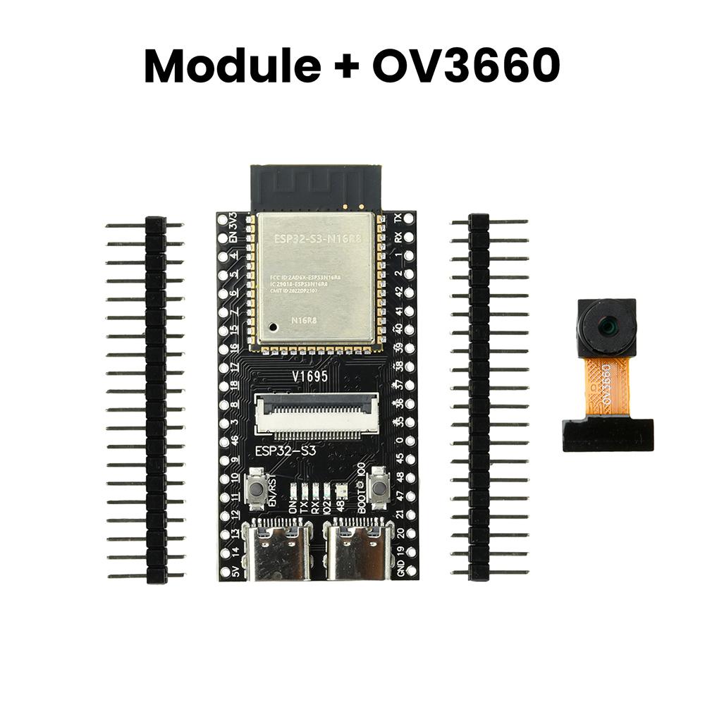 ESP32-S3 N16R8 CAM Development Board Serial To WiFi+Bluetooth Module OV2640/OV3660/OV5640 Camera Dual Type-C ESP32-S3-CAM