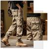 2024 New Winter Cargo Pants Men Multi-Pockets Drawstring Fleece Liner Thick Warm Overalls Joggers Casual Cotton Thermal Trousers