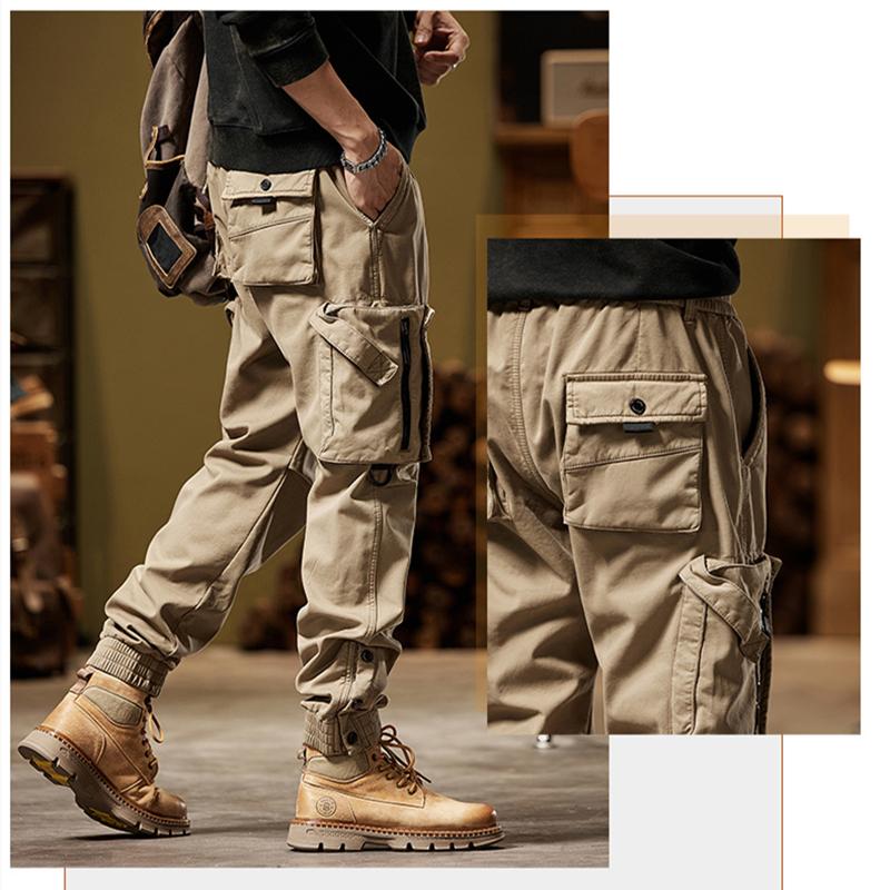 2024 New Winter Cargo Pants Men Multi-Pockets Drawstring Fleece Liner Thick Warm Overalls Joggers Casual Cotton Thermal Trousers