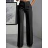 European American Women's High Waisted DrapedStraight Cut Simple Suit Pants Women