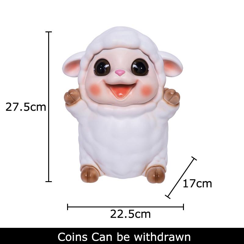 Cute Little Lamb Child Savings Jar Creative Piggy Bank Desk Decoration Ornaments Animal Resin Sculpture Room Aesthetic Decor