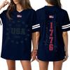 Womens Short Sleeve V Neck Oversized T Shirt 1776 2026 USA Letter Print Loose Fit Top Flag Graphic Tee