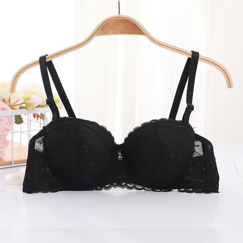 

Кружевной бюстгальтер с регулируемой чашкой 1/2, съемными бретелями и поддержкой верхней части 38/85 чёрный