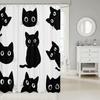 Black Cat Shower Curtain Pet Cats Bathroom Accessories Kitten Cute Halloween Gothic Kids Girls Boys White Black Waterproof Bath