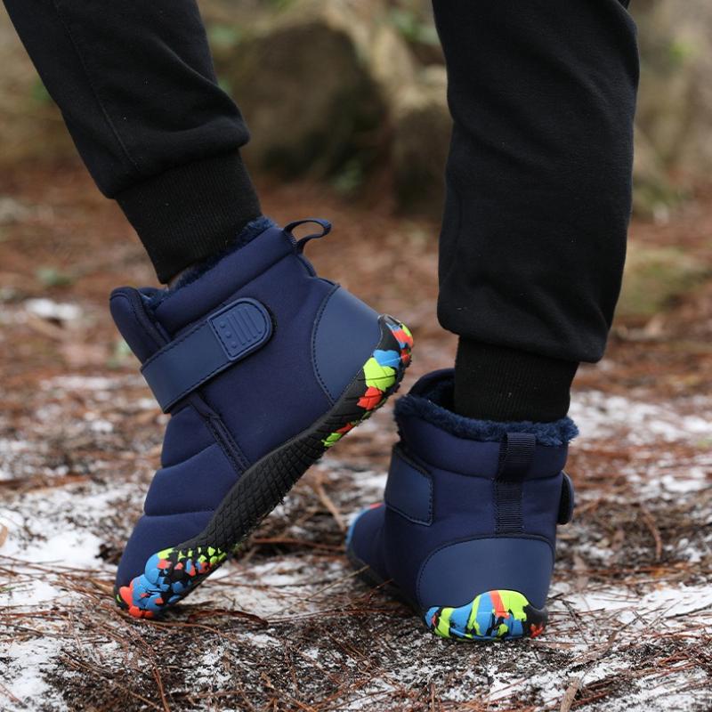 Children High-top Snow Boots Kids Plush Boots Winter Warm Cotton Shoes Anti-slip Casual Walking Shoes Waterproof