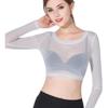 Dames Doorzichtig Kant Cropped Top - Lange Mouwen, Ronde Hals Mesh T-shirt voor Layering met Rokken