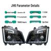 JH6 Headlight Assembly: All LED, Three-Lens, Four Low Beam, Six High Beam, Laser Technology