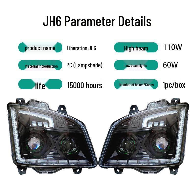 JH6 Headlight Assembly: All LED, Three-Lens, Four Low Beam, Six High Beam, Laser Technology
