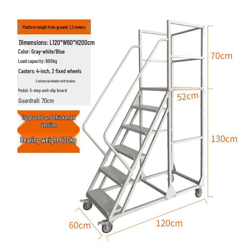 Anti-Slip Movable Climbing Ladder for Warehouse and Supermarket Storage