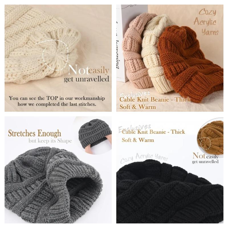 Women's Winter Beanie Hat with Extra-Large Circumference Thickened for Warmth Wide-Circumference Knit Hat Windproof and Cold-Resistant