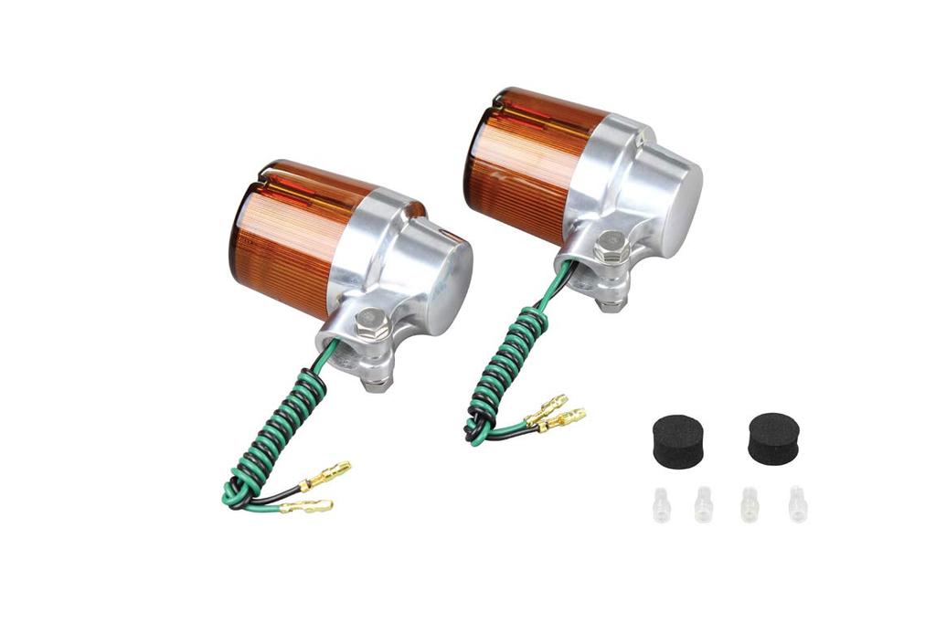POSHFAITH Motorcycle Supplies Turn Signal Super Bike Type (2 Pieces) Silver Body/Orange Lens for Single Bulb Without Bulb 093031-23