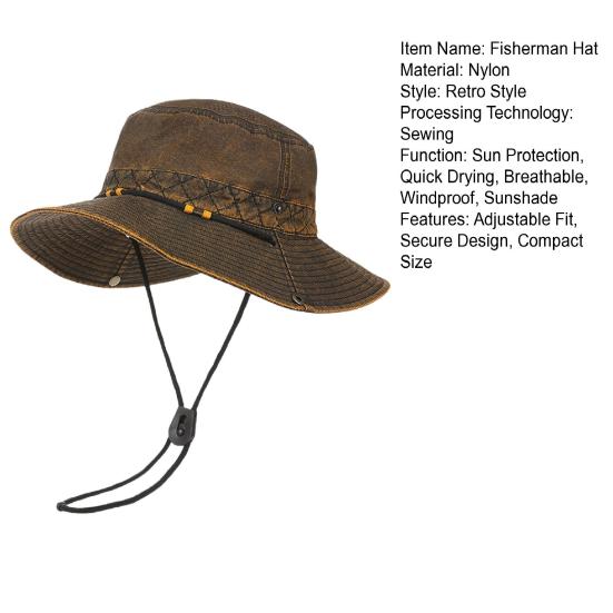Fischerhut Retro-Stil West-Cowboy-Eimerhut mit verstellbarer Größe Wasserdicht Schnelltrocknend Outdoor Sonnenschutzhut