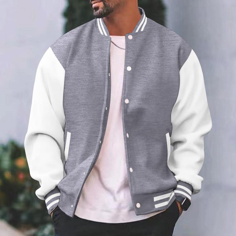 Herren S Lässige Einfarbige Baseballjacke Lockerer Schnitt Herbst