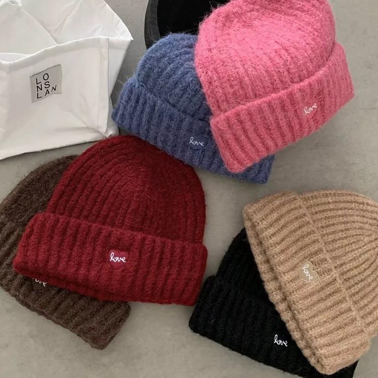 Jesień i Zima Nowa Czerwono-Biała Ciepła Czapka z Dzianiny Ankola Wersja Koreańska Ochrona Uszu Twarzy Mała Wełniana Czapka