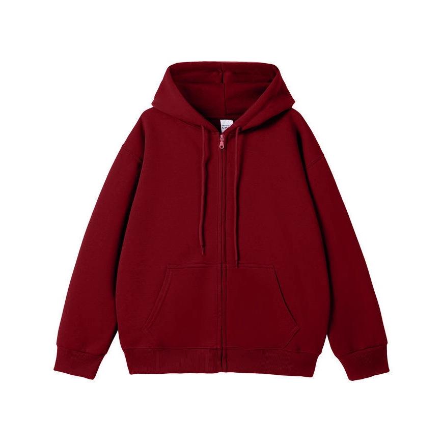 Men s Heavyweight 350g Zippered Hooded Sweatshirt - Trendy Spring/Autumn Cardigan for Couples XL