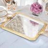 European-Style Rectangle Cake Plate,Carving Rose Home Portable Metal Fruit Tray,Large Size Storage Plate Wedding Decoration