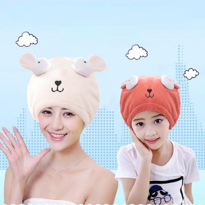 Cute Cartoon Parent-child Rabbit Quickly Dry Hair Wrapped Towels Dry Hair Hat  Portable Coral Fleece Shower Cap Bath Accessories