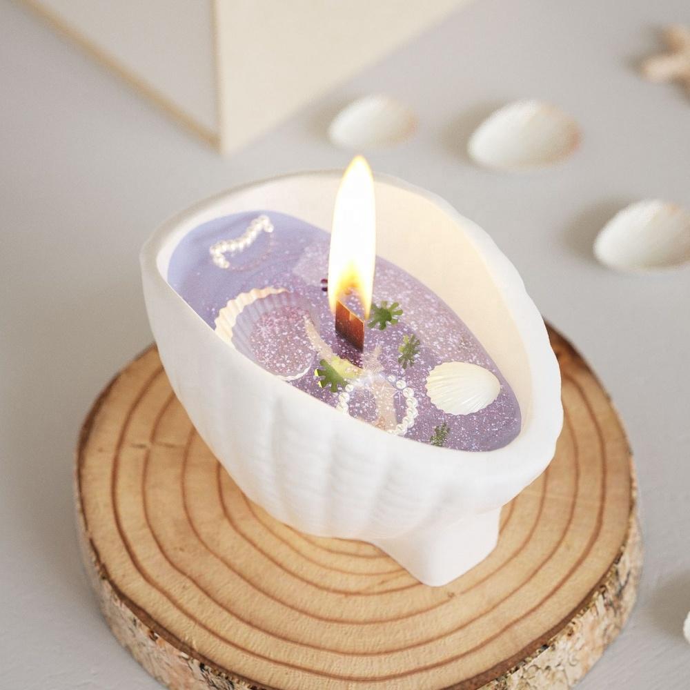 DM1093 Seashell Shape Epoxy Resin Silicone Jewelry Container Gypsum Candle Holder Trinket Storage Mold for DIY Crafts Home Decor