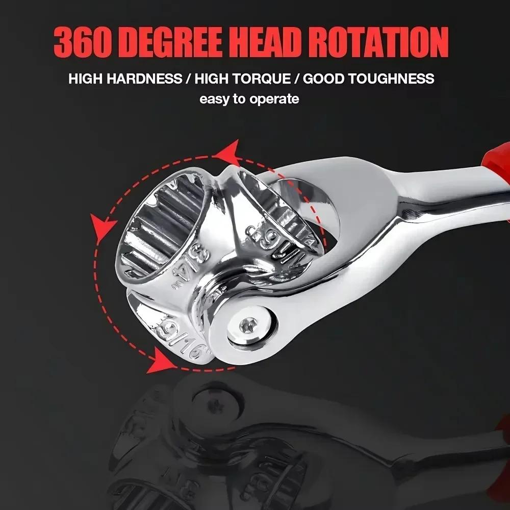 52 In 1 Universal Wrench Set with 8 In 1 Socket Wrench 360 Degree Rotating Adjustable Hand Tool for Home Car Repair