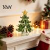 Elegant Holiday Home Decor Decorative Glass Christmas Tree with Star Topper, Mini Shiny Ornaments for Office Figurine, Creative Tabletop Ornament,