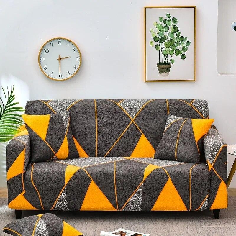 Bedruckter Stretch-Sofabezug für Wohnzimmer, L-förmiger Kombinations-Chaise-Sofabezug, Heimdekoration, 1/2/3/4 Sitze, abnehmbar