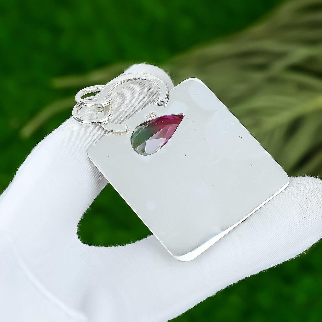Sisters Day Deal Bi-Color Tourmaline Gemstone 925 Silver Ethnic Pendant Jewelry