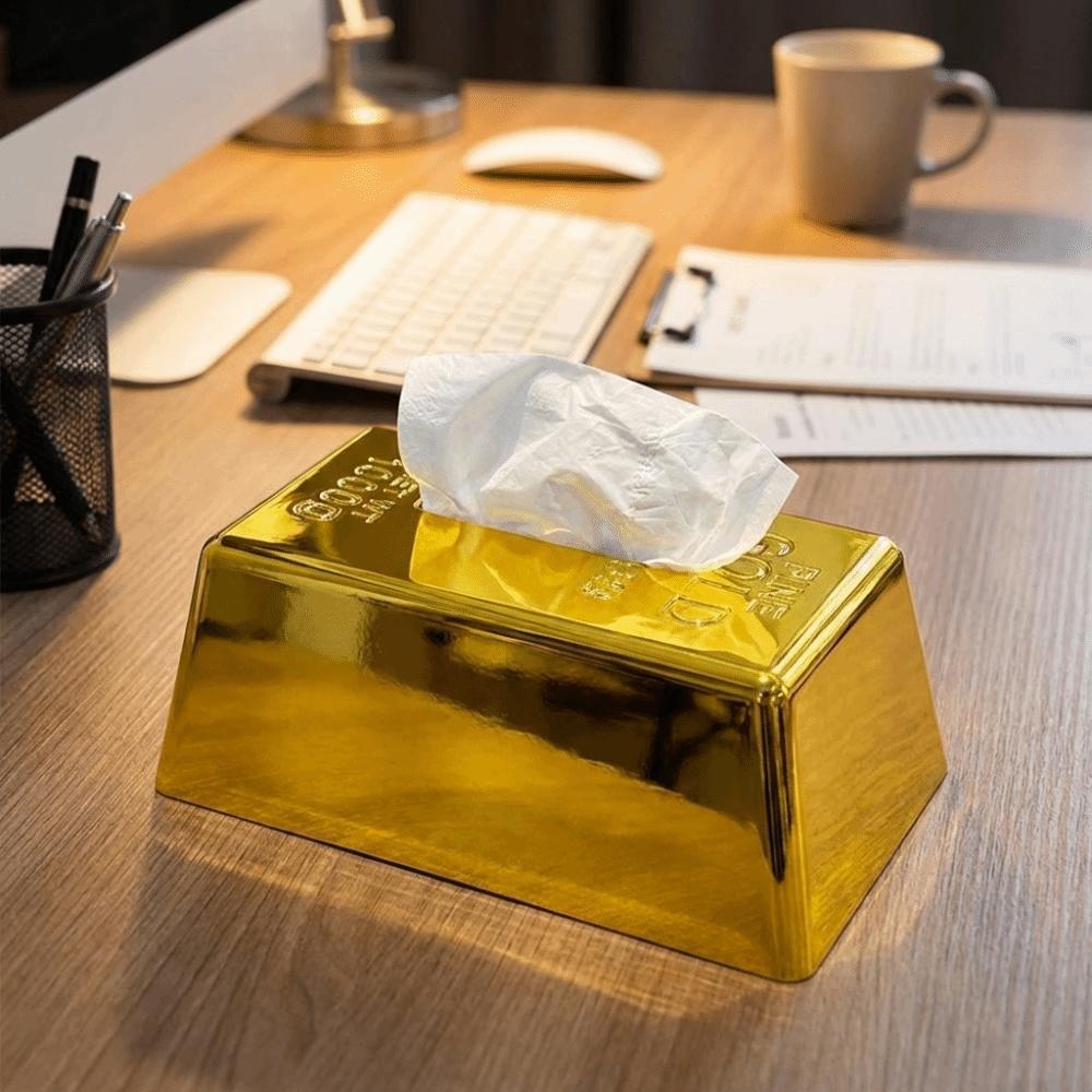 Durable Luxury Desktop Paper Box Plastic Golden Octagonal Napkin Holder Decorative Napkin Paper Case Home Use