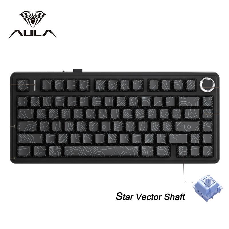 AULA F75 Wireless Gaming Mechanical Keyboard RGB Light 75% Layout Tri Modes Contour Side Carved PBT Keycap Keyboard