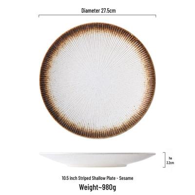 ZISIZ Japanischer Stil Gestreifte Keramik Flache Schale