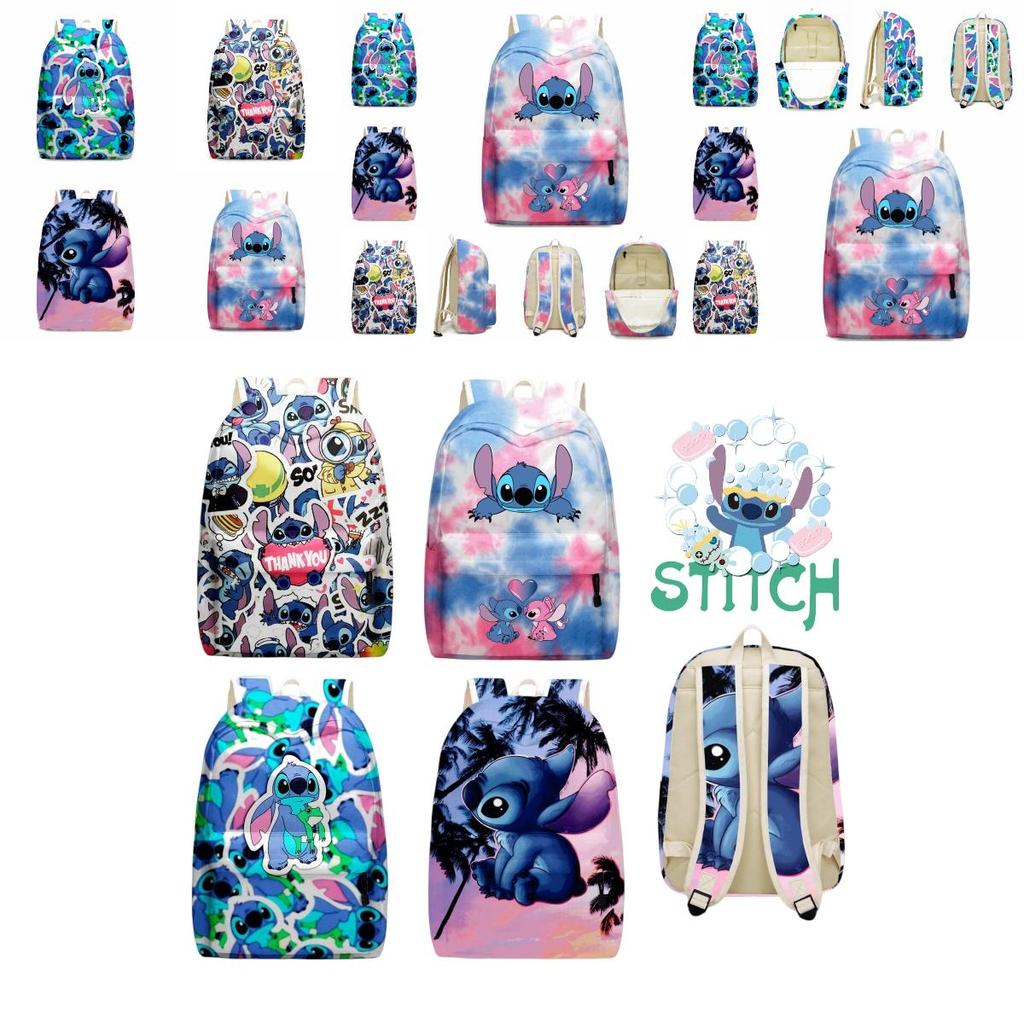 Zaino carino di Stitch per bambini con scomparti con cerniera e tasche