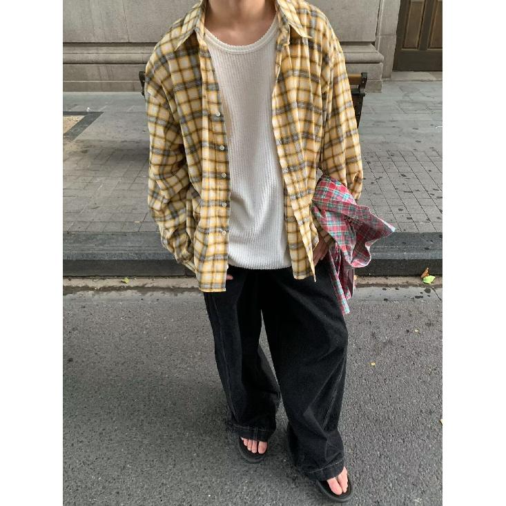 Autumn Cotton Plaid Long-Sleeved Shirt Men's and Women's Neutral Loose Casual Shirt Trendy Ins Couple Coat Top