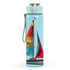 1PC Simple Single Sailboat Ocean Print 750ml Color Plastic Sports Water Bottle Leakproof Flip Straw Lid Suitable for Sports Office Home Use