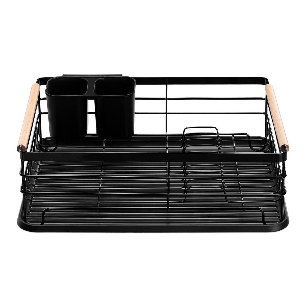 Navaris Oppvask Kjøkken Oppvask Oppvaskstativ Oppvaskstativ Vasking Kjøkken med Svart Avrenningsbrett, Stativ, Avrenningsbrett, - Brett, Oppvask, - Holdbar, Håndtak,