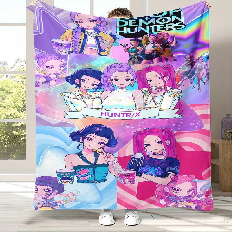 K-Pop Demon Hunters Golden Saja Boys Coperta di Flanella, Coperta in Peluche Ultra Morbida e Calda per Casa Camera da Letto Letto Divano Copertura Ufficio Picnic