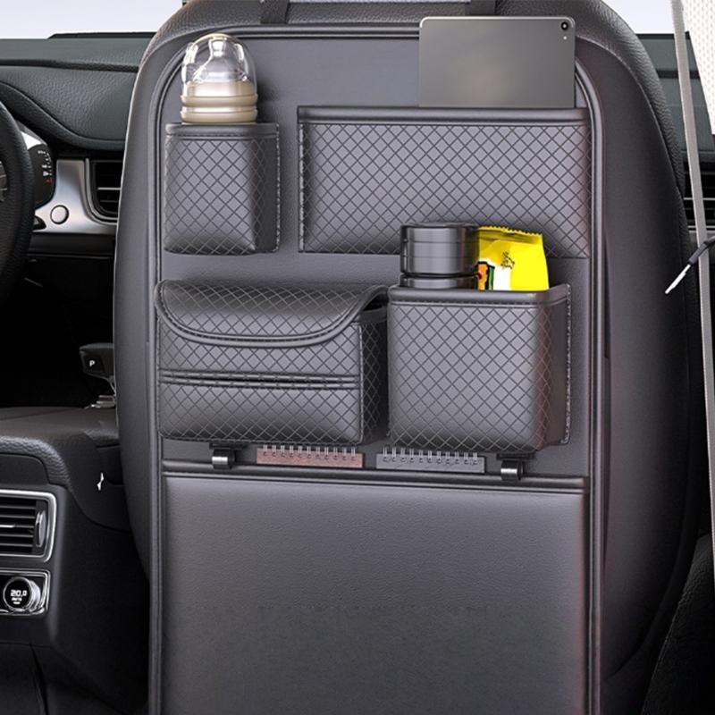 Automotive Back Pocket Multiple Compartment Storage Bag Multifunctional Backseat Pocket Kick Mat Seat Back Organizer