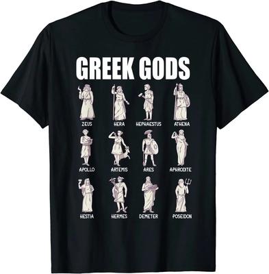 T-Shirt mit Bild antiker griechischer Götter 100% Baumwolle Rundhals Sommer Kurzarm Lässig Herren T-Shirt Größe S-3XL