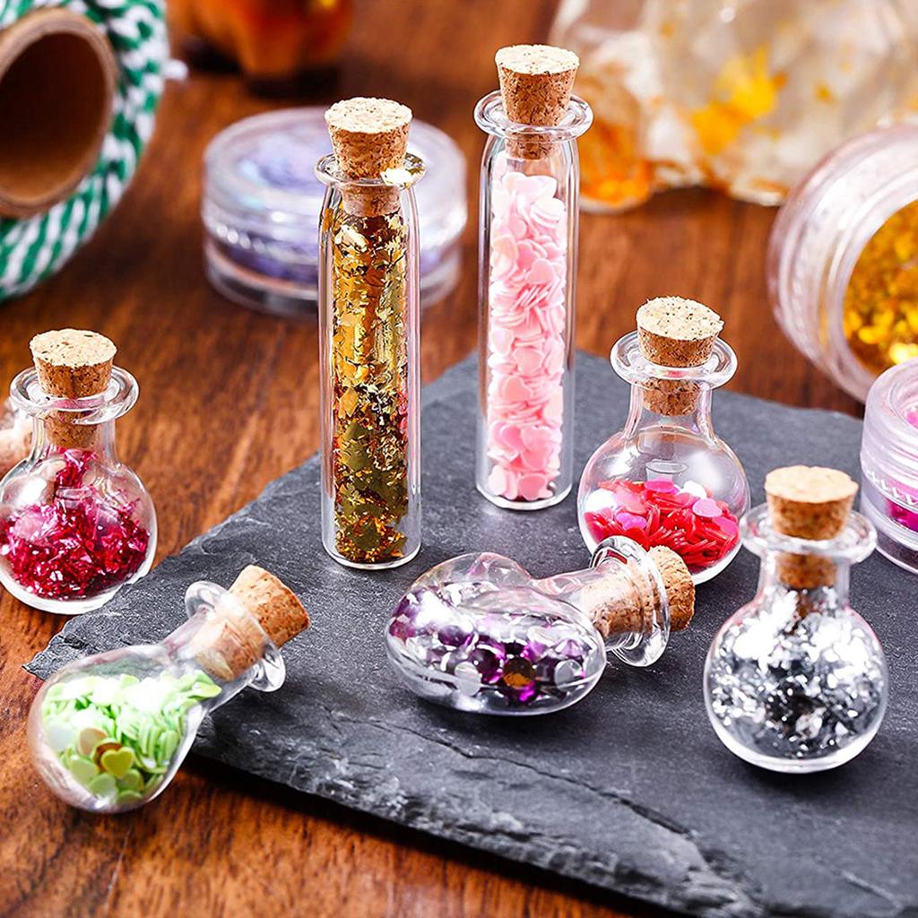 Clear Glass Mini Wishing Bottles Jars with Cork Stoppers Set for Craft Enthusiasts Art Projects Decors Party Favor